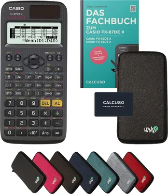 Produktbild von Casio fx-87DE X inkl. Schutztasche Dunkelgrau & Fachbuch (80 Seiten, DIN A5) – Wissenschaftlicher Rechner – Smart Set