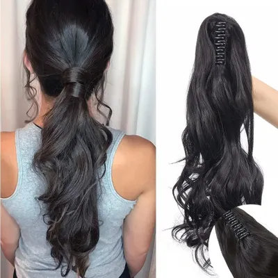 Immagine prodotto di Estensioni per capelli da applicare con clip a coda di cavallo - 45 cm - Nero naturale