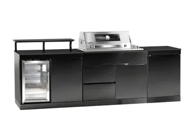 Produktbild von BUSCHBECK Outdoorküche Brighton - schwarzer Edelstahl (mit Anti-Fingerprint-Beschichtung), schwarze Marmor-Arbeitsplatte - Inkl. Schutzhülle