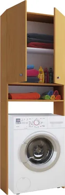 Immagine prodotto di Armadio lavabiancheria / Pratico armadio overbuilding con un sacco di spazio di archiviazione / Dimensioni: W. 64 x H. 182 x D. 27 cm / Scaffale per lavatrice per bagno e lavanderia / Armadio lavatrice - Lona
