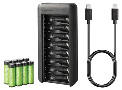 Image de A. Batteries NiMH rechargeables, lot de 8, piles AA, 2000 mAh