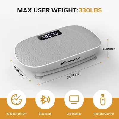 Obrázek produktu pro Vibrační platforma – tréninková deska – nosnost 181 kg – 10 úrovní odporu – LED displej – dálkové ovládání – tichý provoz – šedá barva