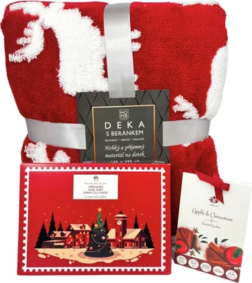 Obrázek produktu pro ARÔME HOME ELEMENTS Vánoční set beránková deka Los,  čaj v obálce a vonné sáčky