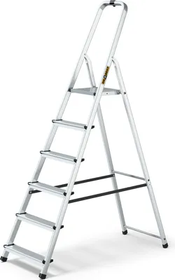 Produktbild von DRABEST | Trittleiter Klappbar Alu Leiter 6 Stufen Stehleiter Haushaltsleiter Belastbar bis 125 kg Mehrzweckleiter er Haken