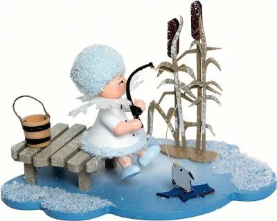 Produktbild von Schneeflöckchen Eisangler (10x7x6cm) von Drechslerei Kuhnert