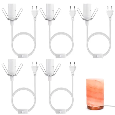 E14 Lampenfassung mit Schalter, 5er Set, 1,8 m Kabel, weiß