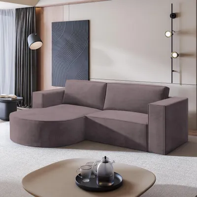Produktbild von Masseno Ecksofa SORELA M L-S mit Schlaffunktion L-Form, Sofa mit Bettkasten, Wohnzimmersofa, Couch, Soffa, Bettsofa, Couchgarnitur- Lila, MONOLITH 62