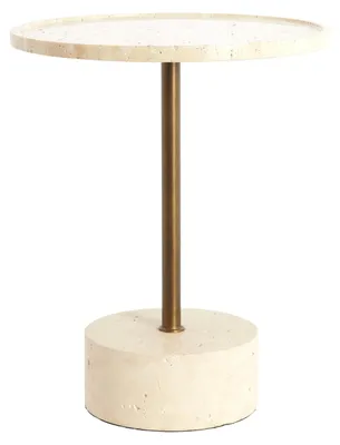 Zdjęcie produktu dla Stolik boczny Light & Living CIVITA z kamienia travertynowego ciemny brąz – Ø41x53 cm