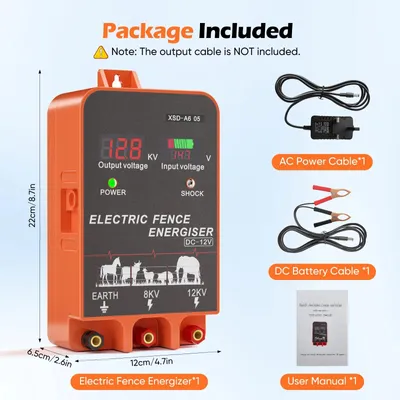 Produktbild von Weidezaungerät - Elektrischer Zaun Für Nutztiere - Reichweite 10 km - 2 J Ausgangsenergie - LCD-Display - Wasserdicht - Für Hof Und Weide - Farbe Wie Abgebildet