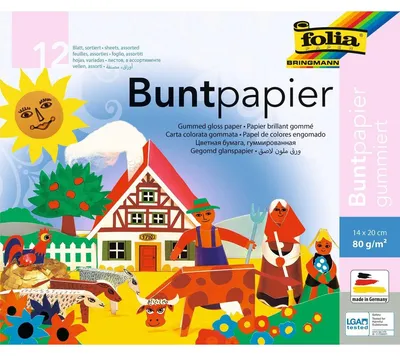 Produktbild von Folia 700 Buntpapier Hefte, gummiert, 14x20cm, 12 Blatt, 12-farbig
