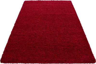 Produktbild von Teppich Wohnzimmer Hochflor Rot 160x230 Rechteck Unicolor - Einfarbig aus Polypropylen