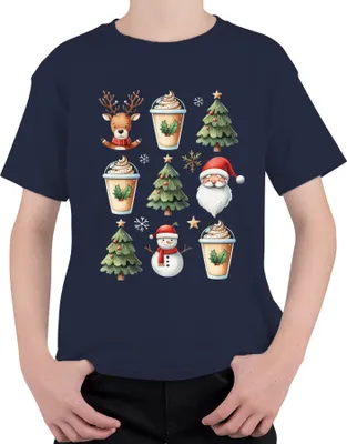 Produktbild von Rentier Kaffee Weihnachtsoutfit - Weihnachten Weihnachtsgeschenk Christmas Uni Kinder T-Shirt, Navy, 116