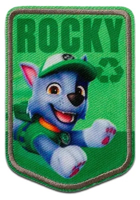 Obrázok produktu pre Mono-Quick Paw Patrol Rocky - nášivka, nažehľovacia nášivka, nášivka, nášivky, na nažehlenie, veľkosť: 7,8 x 5,5 cm