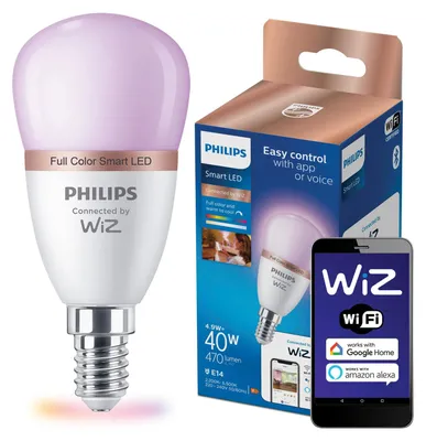 Zdjęcie produktu dla Philips Żarówka 4,9 W (odp. 40 W) P45 E14, Wi-Fi/Bluetooth, Wi-Fi 4 (802.11n), 802.11b, 802.11g, LED, E14, P45, Wielo