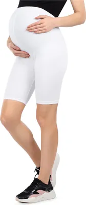 Image de Leggings de grossesse courts pour femmes Be Mammy en Coton BE20-285 (blanc, M)