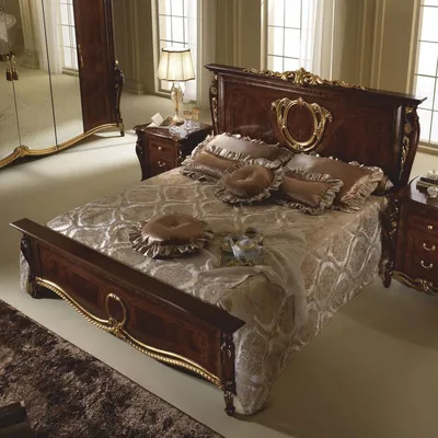 Produktbild von Casa Padrino Luxus Barock Doppelbett Dunkelbraun / Gold - Barock Möbel -  Italy