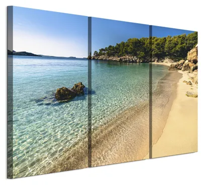 Image de Ensemble de 3 tableaux décoratifs LUMASOUL pour salon, représentant un paysage, dimensions 90x60 cm. Ensemble de 3 tableaux sur toile, idéal pour chambre, couloir, bureau et cuisine