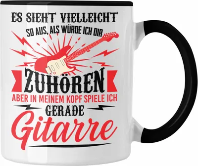 Produktbild von Trendation - Gitarrist Geschenk Gitarre Tasse mit Spruch - Kaffeetasse für Gitarrenspieler Geschenkidee (Schwarz)