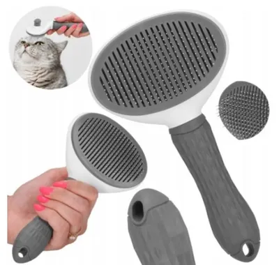 Produktbild von Selbstreinigende Fellbürste für Hunde und Katzen - Grau - mit Massagefunktion