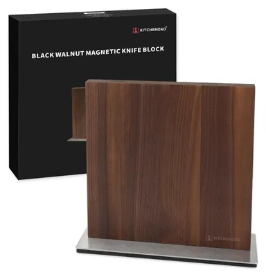 Produktbild von Magnetischer Messerblock Walnussholz, doppelseitiger Messerhalter, starker Magnet, rutschfester Sockel, für 10-12 Messer