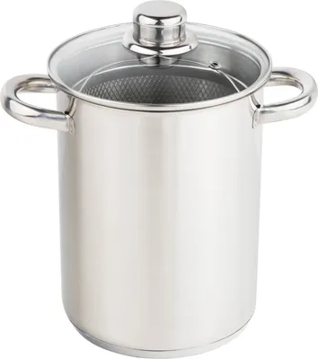 Produktbild von Edelstahl Spargeltopf mit Korb - 21 x 16 cm - Metall Nudel Spargel Kartoffel Kochtopf