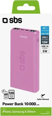 Produktbild von Powerbank fast charge mit 10.000 mAh und 2 USB Rosa