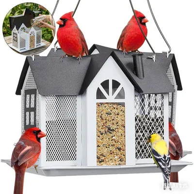 Produktbild von Metall Vogelhaus Futterspender hängend, wetterfest, 25×20×17 cm, für Garten, Vögel und Eichhörnchen