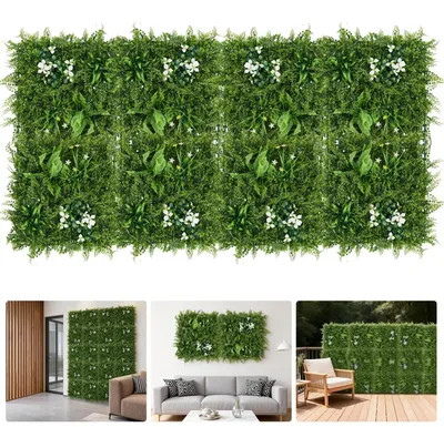 Produktbild von Kunstrasen Wandpaneele - 8er Pack 50x50 cm Heckenmatten - Künstliche Pflanzenwand Deko - Kunststoff - Innenbereich - Grün