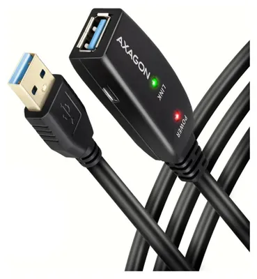 Produktbild von Axagon ADR-310 USB 3.2 Gen 1 A-M -> A-F aktives Verlängerungs‑/Repeater‑Kabel 10m, 10 m, USB A, USB A, USB 3.2 Gen 1 (3.1 Gen 1), 5 Gbit/s, Schwarz