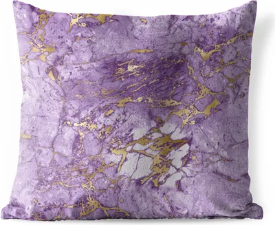 Produktbild von MuchoWow® Outdoor Kissen - Marmor - Muster - Lila - Gold - 50x50 cm - Wetterfest - Lounge Kissen - Komfortabel - Kissen mit Bild