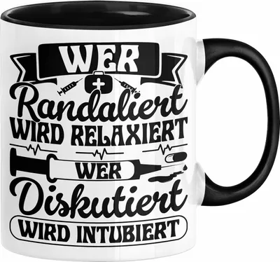 Produktbild von Wer Randaliert Wird Relaxiert Wer Disutiert Wird Intubiert Tasse Geschenk Krankenschwester Anästhesie Propofol Geschenkidee Kaffee-Becher (Schwarz)