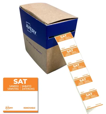 Produktbild von Avery DLSSATREV-1000, Tages-Etiketten, 25 x 25 mm, 1.000 Etiketten / 1 Rolle, orange