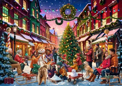 Obrázek produktu pro Bluebird Puzzle Vánoční puzzle Christmas Street – 2000 dílků Karton