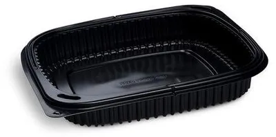 Produktbild von 100x Mehrweg Menüschalen ungeteilt 240 x 210 x 40 mm Mikrowellengeeignet schwarz 1200ml