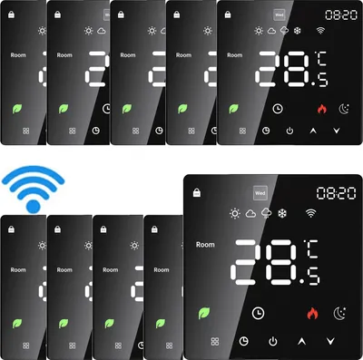 Obrázek produktu pro 10X Tuya Wifi termostat, digitální pokojový termostat s LCD displejem Nástěnný termostat Skryté podlahové vytápění pro ohřívač vody / kotel s týdenní programovatelnou funkcí, černý