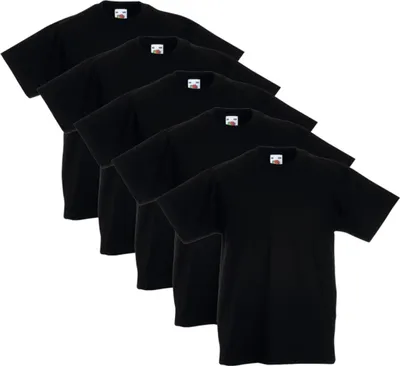 Obrázek produktu pro Fruit of the Loom 5x Original Kinder-T-Shirt 100% Baumwolle Schwarz 164