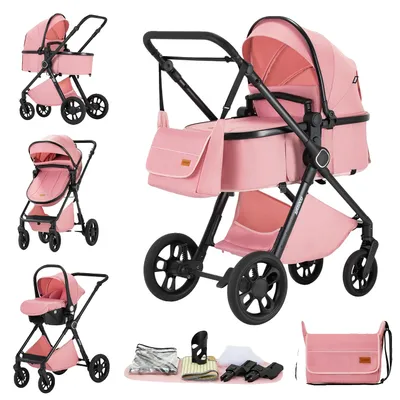 Produktbild von Babywagen, 3-in-1 Design, leicht und faltbar, H2 rosa