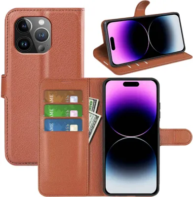 Obrázek produktu pro Pro Apple iPhone 15 Pro Smart Mobile Phone Case Brown Leatherette Case Cover Case Book