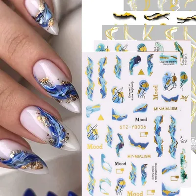 Image de Autocollants décoratifs en marbre pour ongles, 8 feuilles, adhésifs, accessoires pour nail art