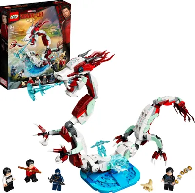 Produktbild von LEGO 76177 Marvel Kräftemessen im antiken Dorf Set mit Drachen und 4 Superhelden als Minifiguren, Spielzeug ab 8 Jahre
