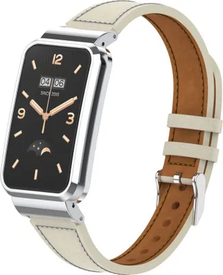 Produktbild von Strap-it Xiaomi Smart Band 7 Pro Lederarmband (Weiß)