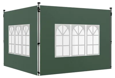 Produktbild von 2er-Set Seitenteile für Pavillon 3x3/3x4 m, Seitenwand mit Fenster, wasserdicht Grün