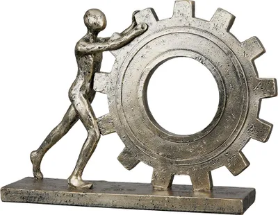 Imagen del producto de Escultura Gilde, "Engranaje", motivo de engranaje, resina artística, color dorado, unidad de venta: 2, largo: 5 cm, ancho: 22,5 cm, alto: 18 cm. Código: 37451 4063387374511