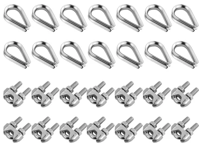 Kabelklemmen-Set 28 Stück, 5 mm, Edelstahl, U-Bolzen