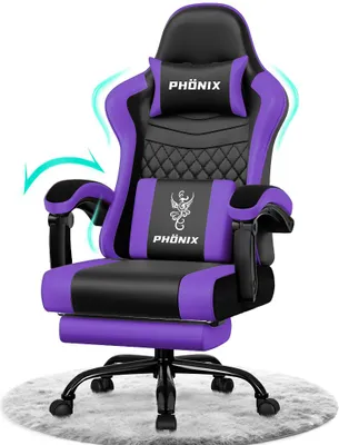 Produktbild von Aiibot Gaming Stuhl, Ergonomischer Gaming Sessel,Schreibtischstuhl,Gamingstuhl mit Fußstütze,Gaming stuhl 150 kg,verstellbare Rückenlehne,Schwarz/Lila