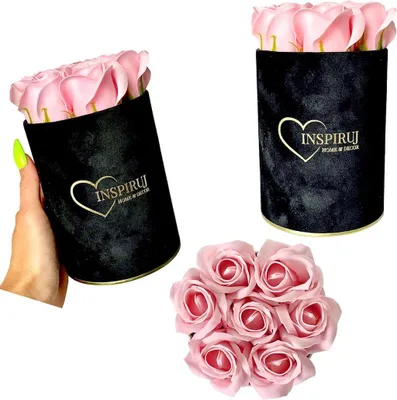 Immagine prodotto di Fioriera Inspiruj - Scatola nera con rose di sapone - n. 10 rosa cipria