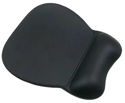 Obrázok produktu pre Ergonomická podložka pod myš a podložka pod zápästie z ekokože s gélom, veľká protišmyková čierna