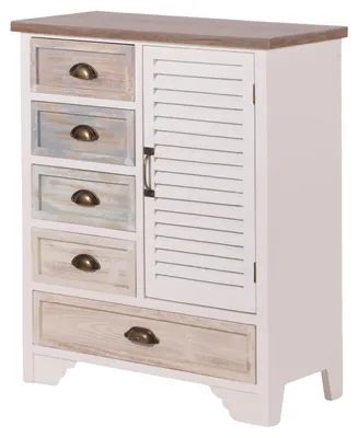 Image de Armoire en bois avec 5 tiroirs et 1 porte, dimensions : 71 x 33 x 88 cm