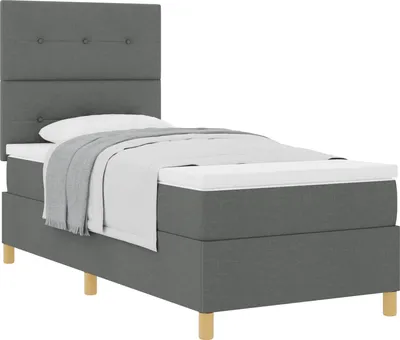 Productafbeelding van vidaXL Boxspringbed met matras, donkergrijs, 90 x 190 cm, gestoffeerd