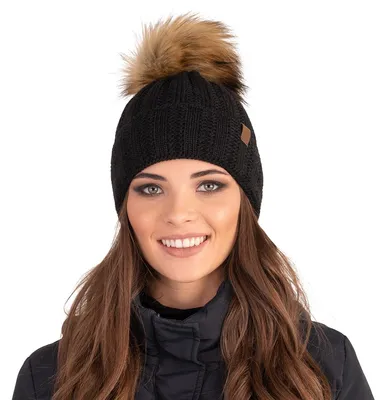 Image de Vivisence bonnet de tête chaud et épais à motifs pour femmes 7019, fabriqué en UE, noir, taille unique